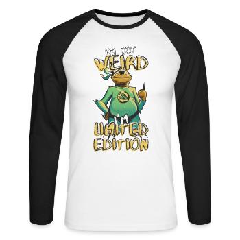 Cooles Cartoon Faultier - Limited Edition - Spruch - Unisex Baseballshirt langarm - Weiß/Schwarz - Vorne - Nik (191cm)