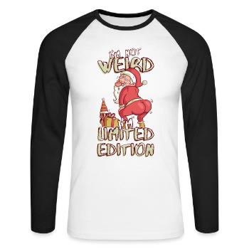 Cartoon Weihnachtsmann tanzt - Limited Edition - Unisex Baseballshirt langarm - Weiß/Schwarz - Vorne - Nik (191cm)