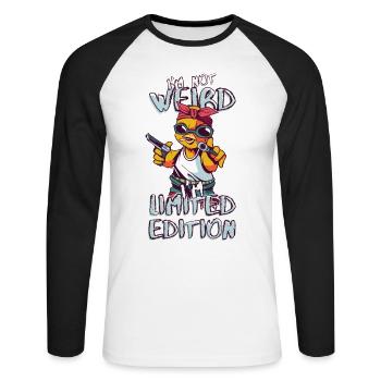 Cool Cartoon Chick - Limited Edition - Saying - Unisex Long Sleeve Baseball T-Shirt - white/black - Front - Nik (191cm)