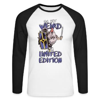 Cartoon Chicken Knight - Limited Edition - Saying - Unisex Long Sleeve Baseball T-Shirt - white/black - Front - Nik (191cm)