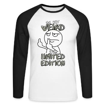 Cartoon Middle Finger - Édition Limitée - Dicton - T-shirt baseball manches longues Homme - blanc/noir - Devant - Nik (191cm)