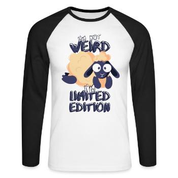 Cute Cartoon Sheep - Limited Edition - Saying - Unisex Long Sleeve Baseball T-Shirt - white/black - Front - Nik (191cm)