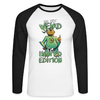 Cooles Cartoon Faultier - Limited Edition - Spruch - Unisex Baseballshirt langarm - Weiß/Schwarz - Vorne - Nik (191cm)