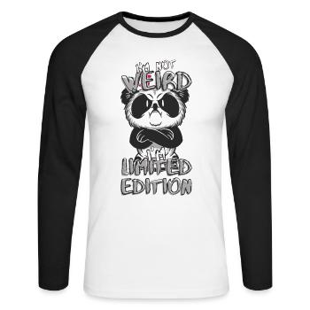 Annoyed Cartoon Panda - Limited Edition - Saying - Unisex Long Sleeve Baseball T-Shirt - white/black - Front - Nik (191cm)