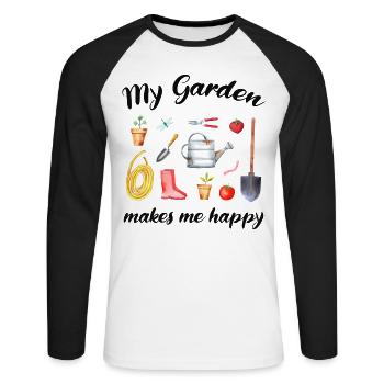 Garten Spruch Gärtner Hobbygärtner Geschenkidee - Unisex Baseballshirt langarm - Weiß/Schwarz - Vorne - Nik (191cm)