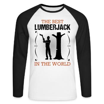Lumberjack Profession Training Forester Gift - Unisex Long Sleeve Baseball T-Shirt - white/black - Front - Nik (191cm)