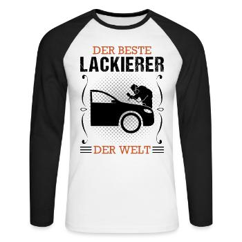 Fahrzeuglackierer Beruf Lackierer Geschenk - Unisex Baseballshirt langarm - Weiß/Schwarz - Vorne - Nik (191cm)