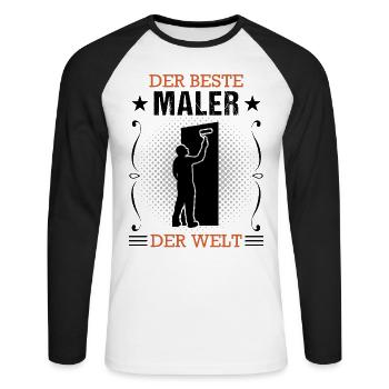 Maler Beruf Ausbildung Lackierer Geschenk - Unisex Baseballshirt langarm - Weiß/Schwarz - Vorne - Nik (191cm)