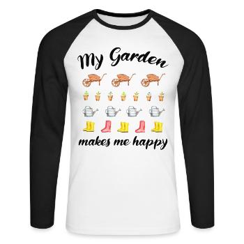 Jardin Disant Jardinier Hobby Jardinier Idée cadeau - T-shirt baseball manches longues Homme - blanc/noir - Devant - Nik (191cm)