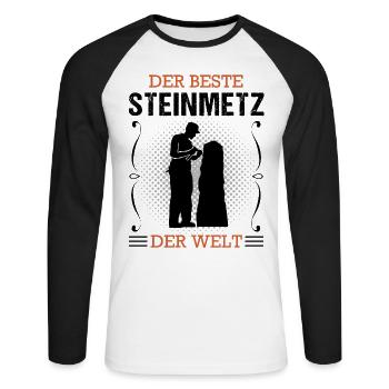 Steinmetz Beruf Ausbildung Handwerker Geschenk - Unisex Baseballshirt langarm - Weiß/Schwarz - Vorne - Nik (191cm)