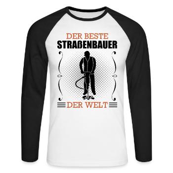 Straßenbauer Beruf Straßenbau Arbeiter Geschenk - Unisex Baseballshirt langarm - Weiß/Schwarz - Vorne - Nik (191cm)