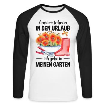 Garten Urlaub Lustiger Spruch Gärtner Geschenkidee - Unisex Baseballshirt langarm - Weiß/Schwarz - Vorne - Nik (191cm)
