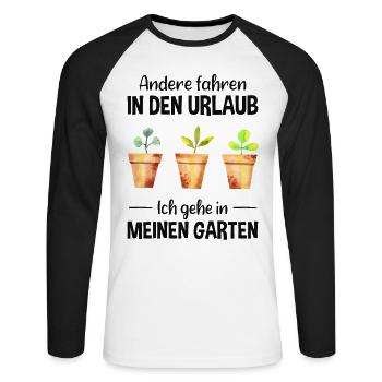 Garten Urlaub Lustiger Spruch Gärtner Geschenkidee - Unisex Baseballshirt langarm - Weiß/Schwarz - Vorne - Nik (191cm)