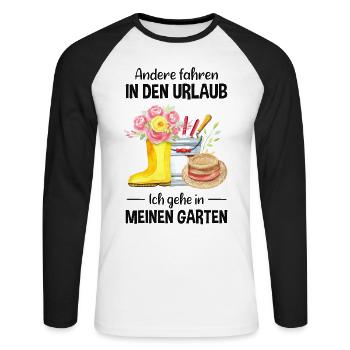 Garten Urlaub Lustiger Spruch Gärtner Geschenkidee - Unisex Baseballshirt langarm - Weiß/Schwarz - Vorne - Nik (191cm)