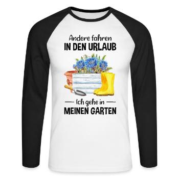 Garten Urlaub Lustiger Spruch Gärtner Geschenkidee - Unisex Baseballshirt langarm - Weiß/Schwarz - Vorne - Nik (191cm)