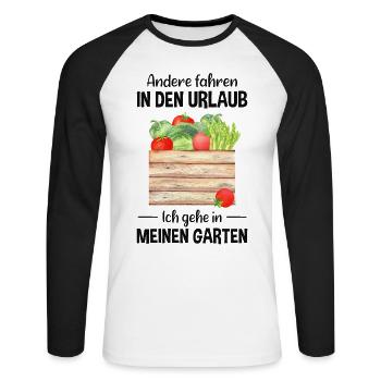 Garten Urlaub Lustiger Spruch Gärtner Geschenkidee - Unisex Baseballshirt langarm - Weiß/Schwarz - Vorne - Nik (191cm)