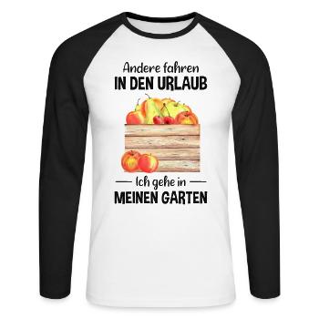 Garten Urlaub Lustiger Spruch Gärtner Geschenkidee - Unisex Baseballshirt langarm - Weiß/Schwarz - Vorne - Nik (191cm)