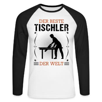 Tischler Beruf Schreiner Handwerker Geschenk - Unisex Baseballshirt langarm - Weiß/Schwarz - Vorne - Nik (191cm)