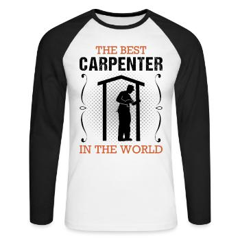 Zimmermann Beruf Zimmerer Handwerker Geschenk - Unisex Baseballshirt langarm - Weiß/Schwarz - Vorne - Nik (191cm)