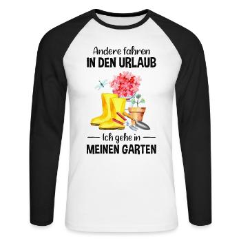 Garten Urlaub Lustiger Spruch Gärtner Geschenkidee - Unisex Baseballshirt langarm - Weiß/Schwarz - Vorne - Nik (191cm)