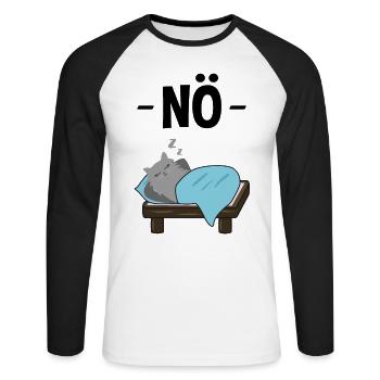 Böse Katze Nö Lustiger Spruch Geschenk - Unisex Baseballshirt langarm - Weiß/Schwarz - Vorne - Nik (191cm)