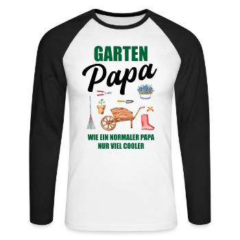 Garten Papa Lustiger Spruch Geschenk Herren - Unisex Baseballshirt langarm - Weiß/Schwarz - Vorne - Nik (191cm)