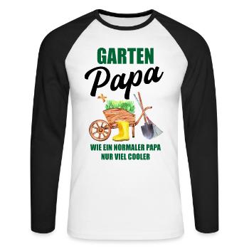 Garten Papa Lustiger Spruch Geschenk Herren - Unisex Baseballshirt langarm - Weiß/Schwarz - Vorne - Nik (191cm)