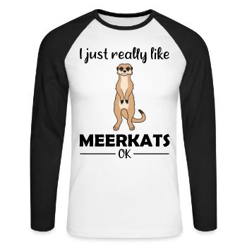 Meerkat Lover Funny Saying Gift - Unisex Long Sleeve Baseball T-Shirt - white/black - Front - Nik (191cm)