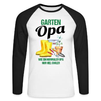 Garten Opa Lustiger Spruch Geschenk Herren - Unisex Baseballshirt langarm - Weiß/Schwarz - Vorne - Nik (191cm)