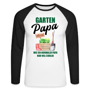 Garten Papa Lustiger Spruch Geschenk Herren - Unisex Baseballshirt langarm - Weiß/Schwarz - Vorne - Nik (191cm)