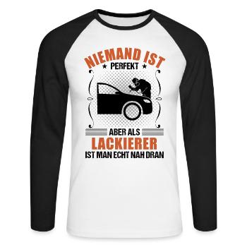 Fahrzeuglackierer Spruch Lackierer Geschenk - Unisex Baseballshirt langarm - Weiß/Schwarz - Vorne - Nik (191cm)