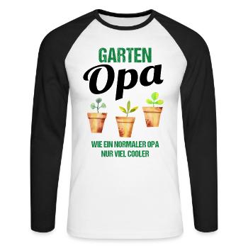 Garten Opa Lustiger Spruch Geschenk Herren - Unisex Baseballshirt langarm - Weiß/Schwarz - Vorne - Nik (191cm)