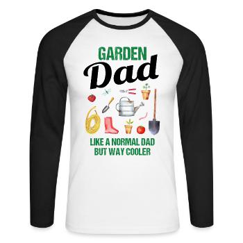 Garten Papa Lustiger Spruch Geschenk Herren - Unisex Baseballshirt langarm - Weiß/Schwarz - Vorne - Nik (191cm)
