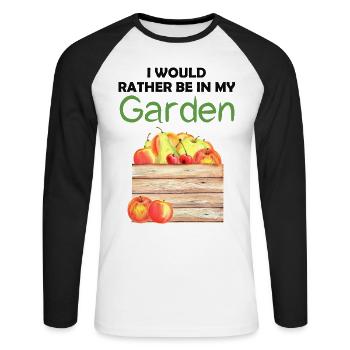 Jardin Drôle de dicton Jardinier amateur Idée cadeau - T-shirt baseball manches longues Homme - blanc/noir - Devant - Nik (191cm)