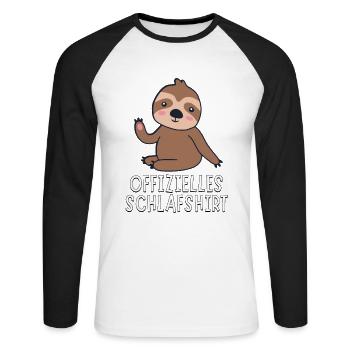 Offizielles Schlafshirt - Süßes Baby Faultier - Unisex Baseballshirt langarm - Weiß/Schwarz - Vorne - Nik (191cm)