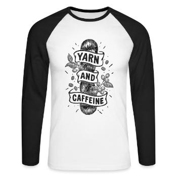 Yarn & Caffeine - Unisex Baseballshirt langarm - Weiß/Schwarz - Vorne - Nik (191cm)