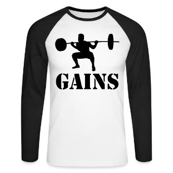 Bodybuilder Force Sport Squats Squats Cadeau - T-shirt baseball manches longues Homme - blanc/noir - Devant - Nik (191cm)