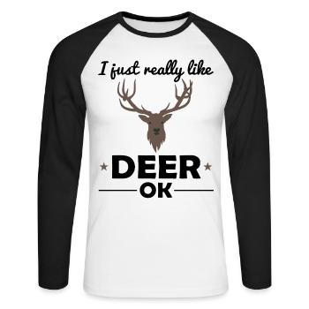 cerf animaux des bois amoureux des animaux dire cadeau - T-shirt baseball manches longues Homme - blanc/noir - Devant - Nik (191cm)