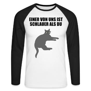 Freche Schlaue Nerd Katze Lustiger Spruch Geschenk - Unisex Baseballshirt langarm - Weiß/Schwarz - Vorne - Nik (191cm)