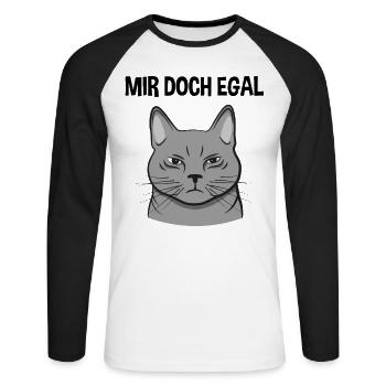 Katze Freches Kätzchen Lustiger Spruch Geschenk - Unisex Baseballshirt langarm - Weiß/Schwarz - Vorne - Nik (191cm)