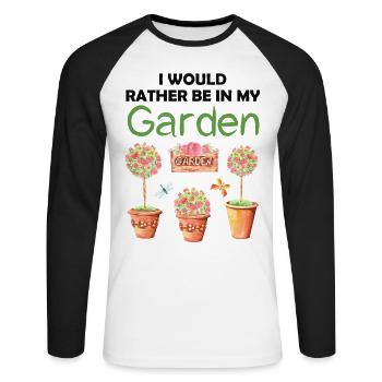 Jardin drôle Dicton Hobby Gardener Idée cadeau - T-shirt baseball manches longues Homme - blanc/noir - Devant - Nik (191cm)
