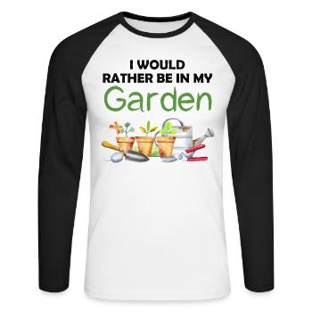 Jardin drôle Dicton Hobby Gardener Idée cadeau - T-shirt baseball manches longues Homme - blanc/noir - Devant - Nik (191cm)