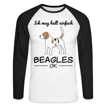 Beagle Hund Hundeliebhaber Spruch Geschenk - Unisex Baseballshirt langarm - Weiß/Schwarz - Vorne - Nik (191cm)