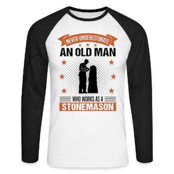 Un vieil homme tailleur de pierre disant le cadeau des hommes - T-shirt baseball manches longues Homme - blanc/noir - Devant - Nik (191cm)