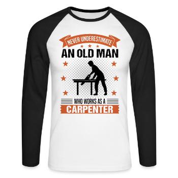 Le vieil homme charpentier dit le cadeau des hommes - T-shirt baseball manches longues Homme - blanc/noir - Devant - Nik (191cm)