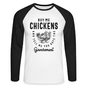 Chickens & Government - Unisex Long Sleeve Baseball T-Shirt - white/black - Front - Nik (191cm)