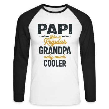 Papi comme un grand-père ordinaire, seulement plus cool - père - T-shirt baseball manches longues Homme - blanc/noir - Devant - Nik (191cm)