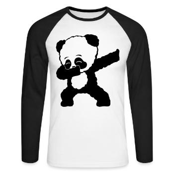 Dabbing Panda Bear Cadeau Dames Hommes Enfants - T-shirt baseball manches longues Homme - blanc/noir - Devant - Nik (191cm)