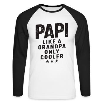 Papi wie ein Opa Nur Kühler - Unisex Baseballshirt langarm - Weiß/Schwarz - Vorne - Nik (191cm)