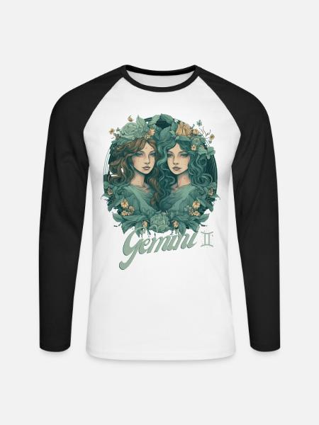 Zwilling Sternzeichen Gemini Horoskop Zwillinge - Unisex Baseballshirt langarm - Weiß/Schwarz